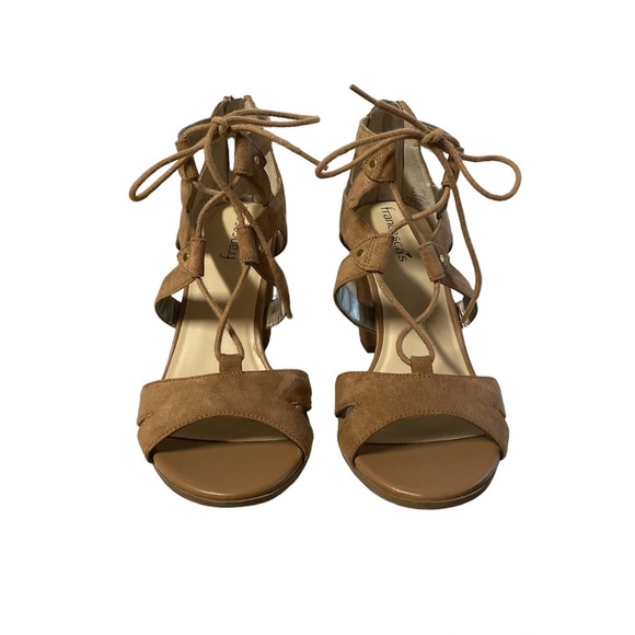 Francescas Collection Eliza Women’s 7 Lace Up Heels Open Toe Sandals Cut Out Tan - Picture 3 of 12